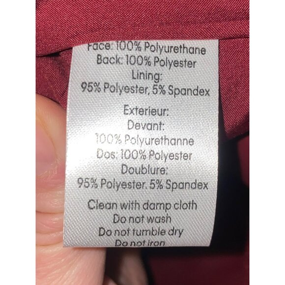 New Milly Rue Faux Leather Red Burgundy Pants Size 28 High-Waisted Slim Fit With - Picture 6 of 10